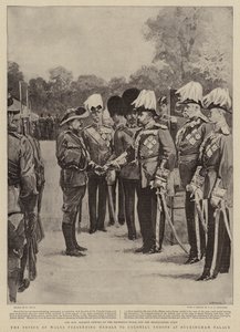 El Príncipe de Gales presentando medallas a las tropas coloniales en el Palacio de Buckingham de William Small
